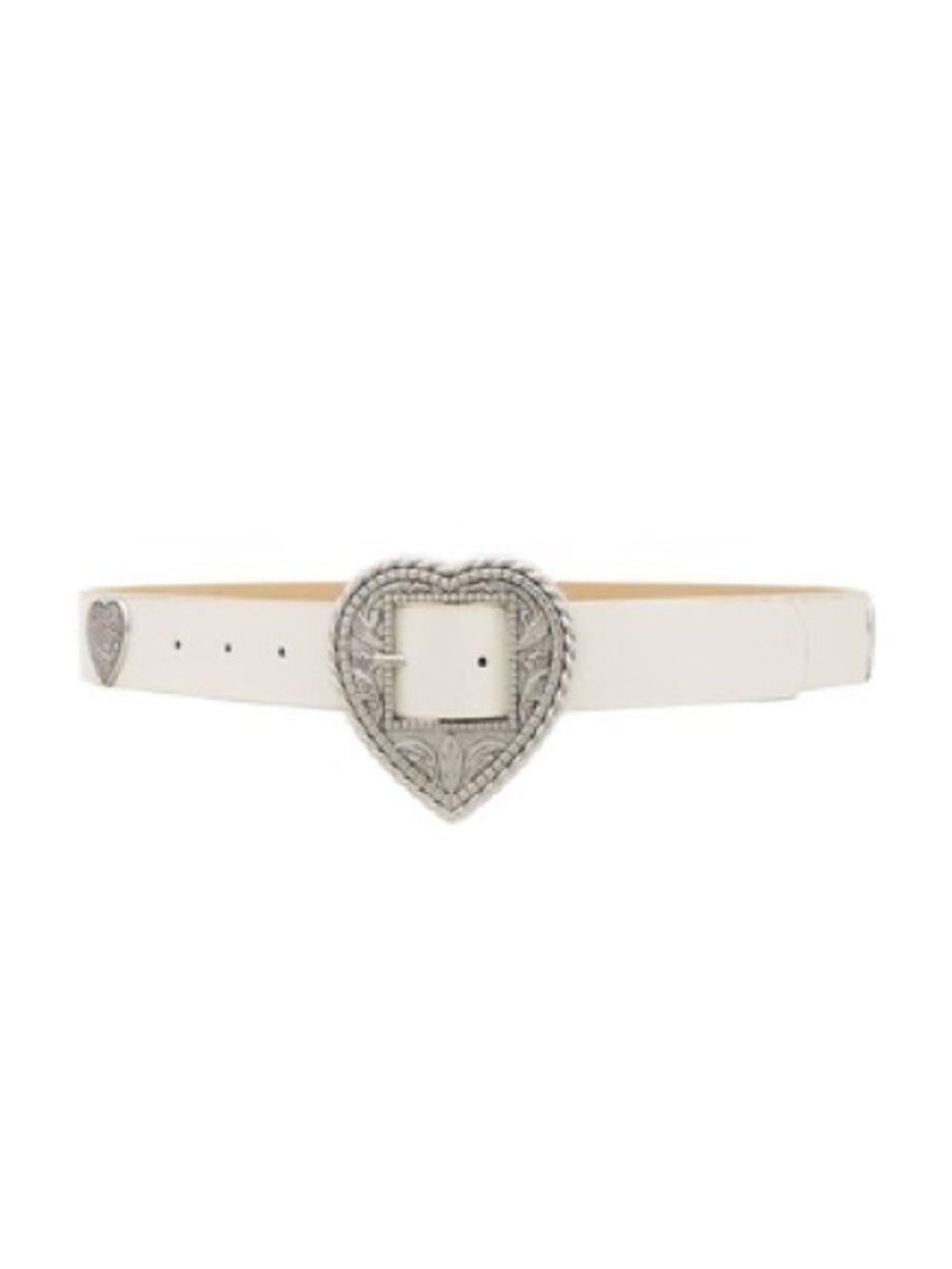 REVOLVE White Belt with Silver Heart Buckle